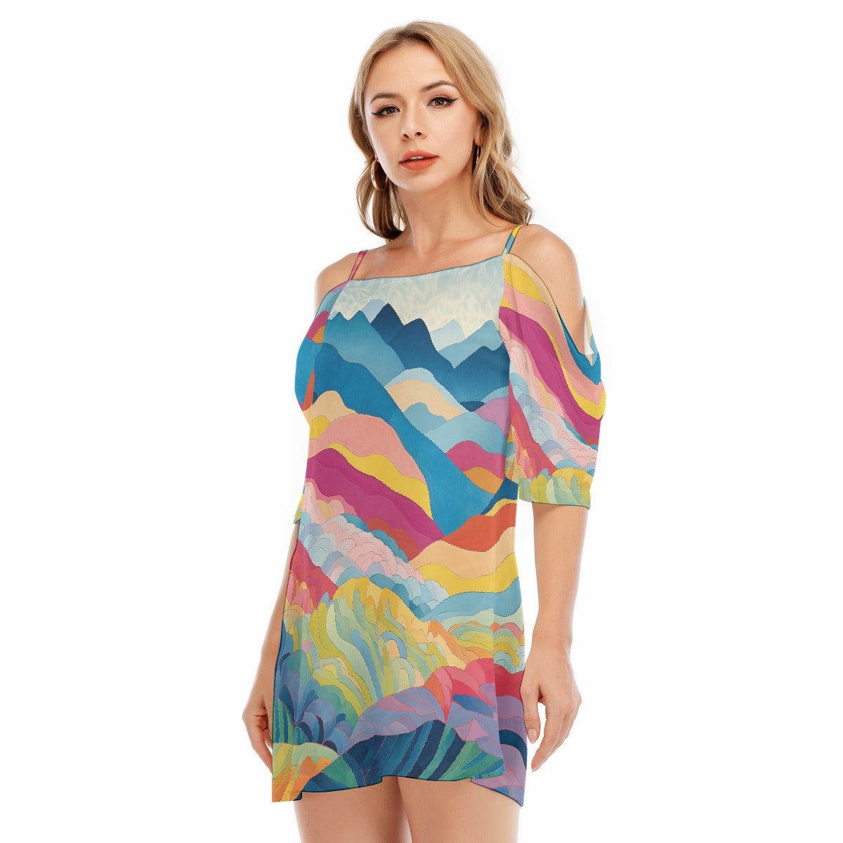 All-Over Print Women's Off-shoulder Cami Dress