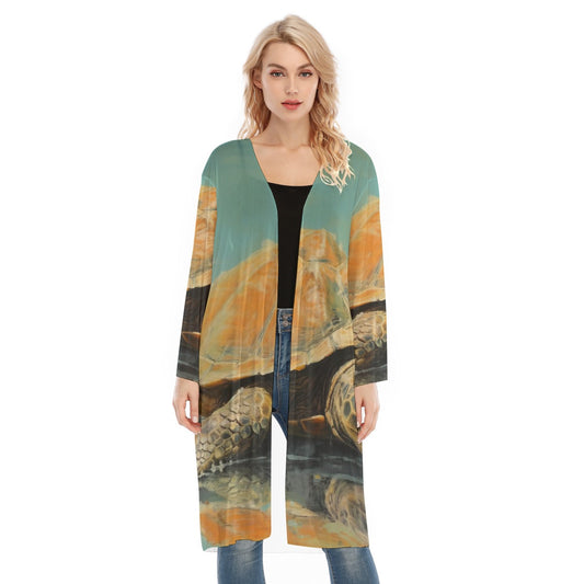 All- Over Print Women's Long Sleeve Mesh Cardigan