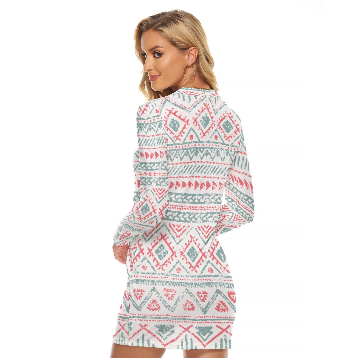 All-Over Print Women's Zip Front Tight Dress