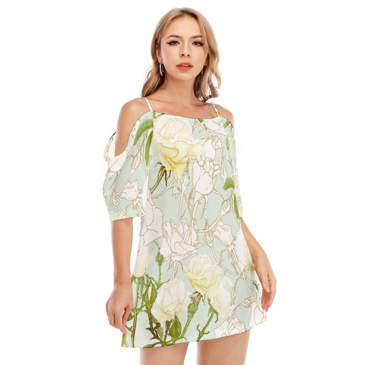 All-Over Print Women's Off-shoulder Cami Dress