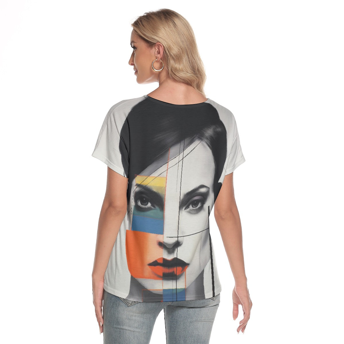 All-Over Print Women's Loose V-neck Short Sleeve T-shirt