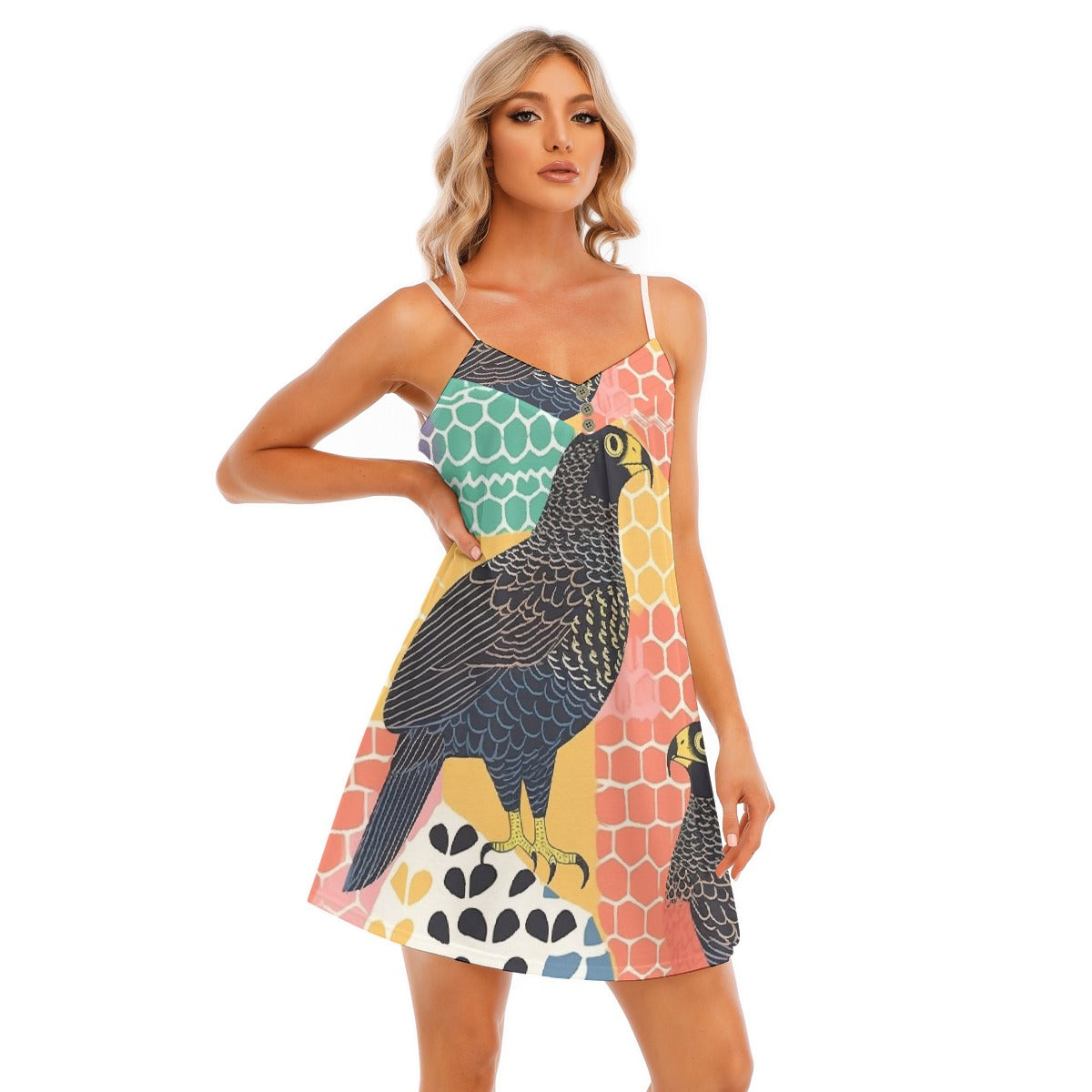 All-Over Print Women's V-neck Cami Dress