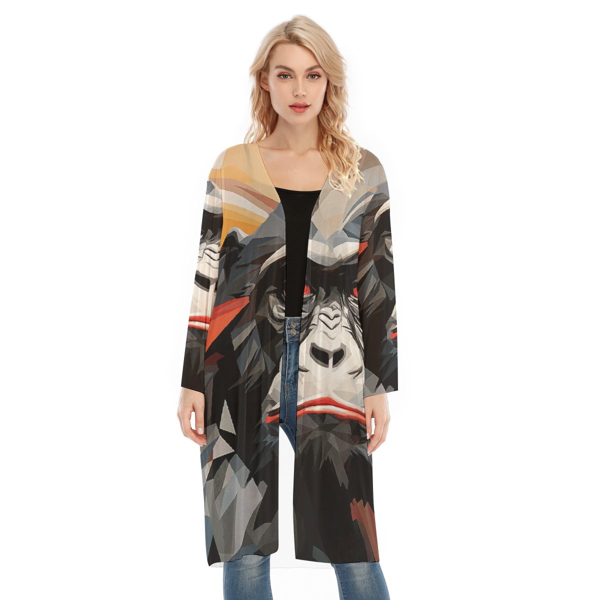 All- Over Print Women's Long Sleeve Mesh Cardigan