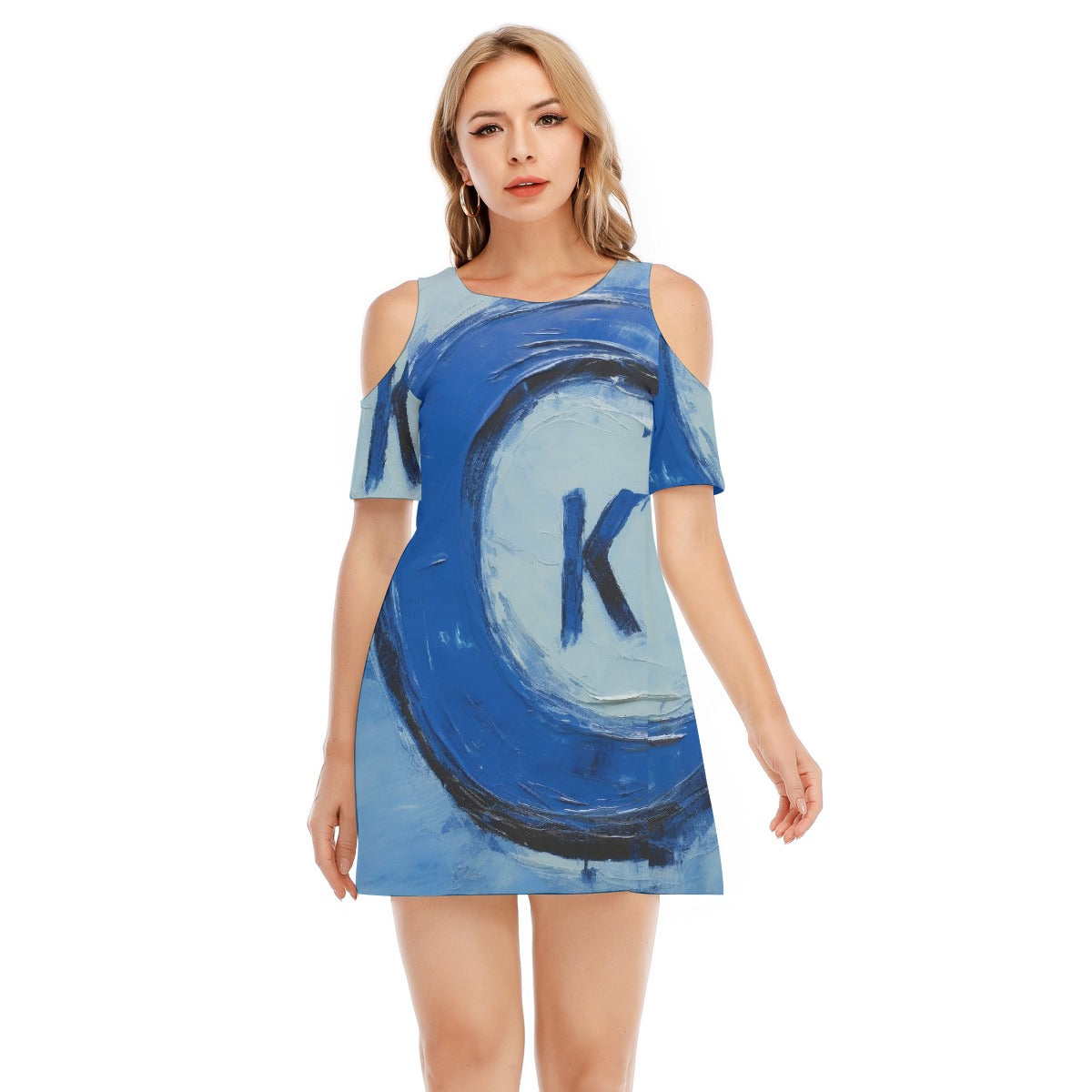 All-Over Print Women's Cold Shoulder Dress | 190GSM Cotton