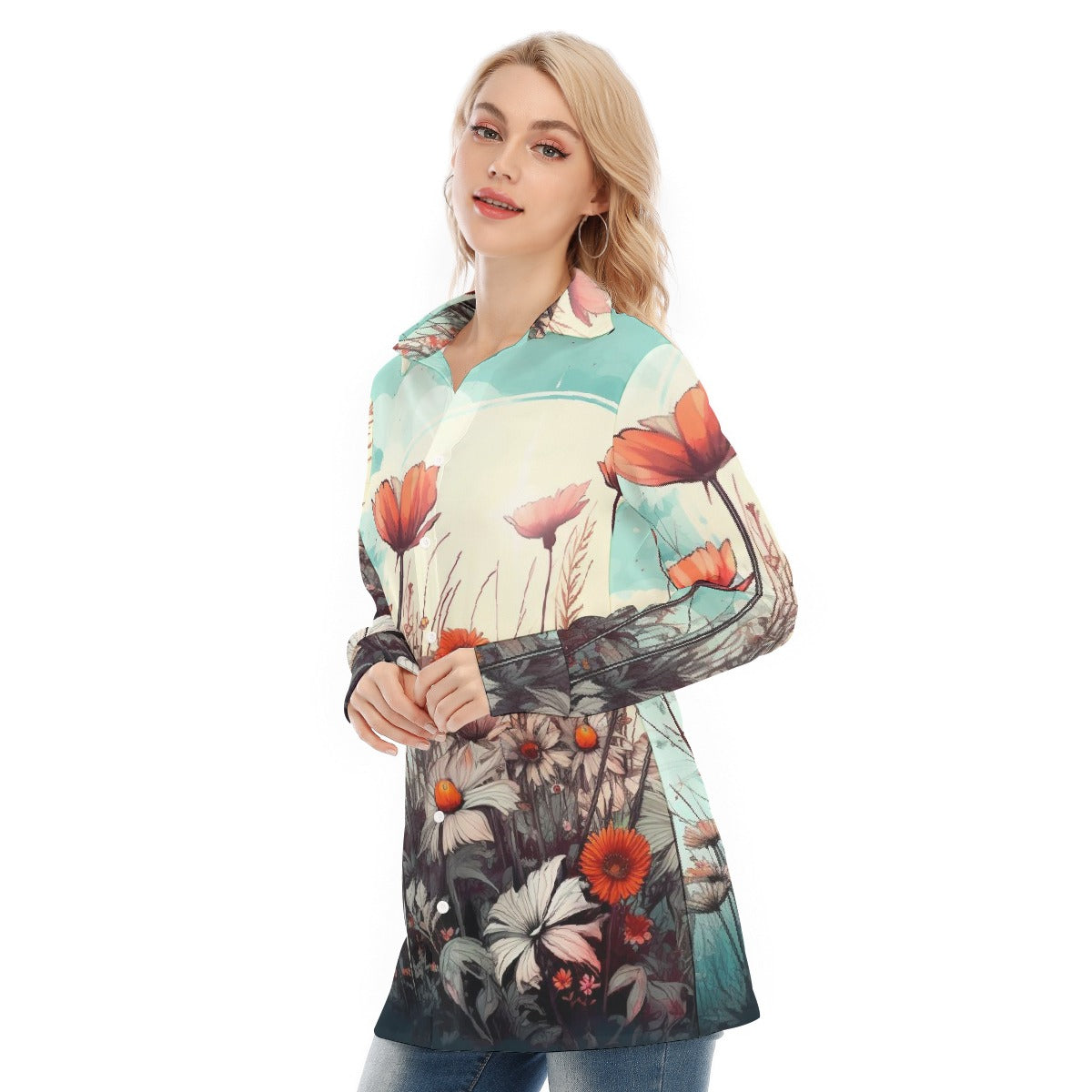 All-Over Print Women's Long Shirt