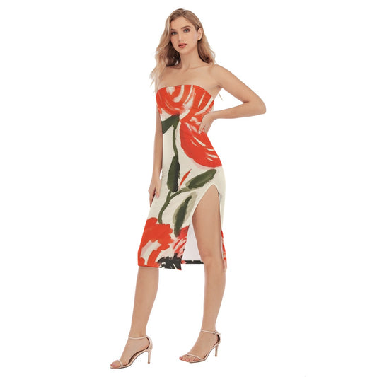 All-Over Print Women's Side Split Tube Top Dress