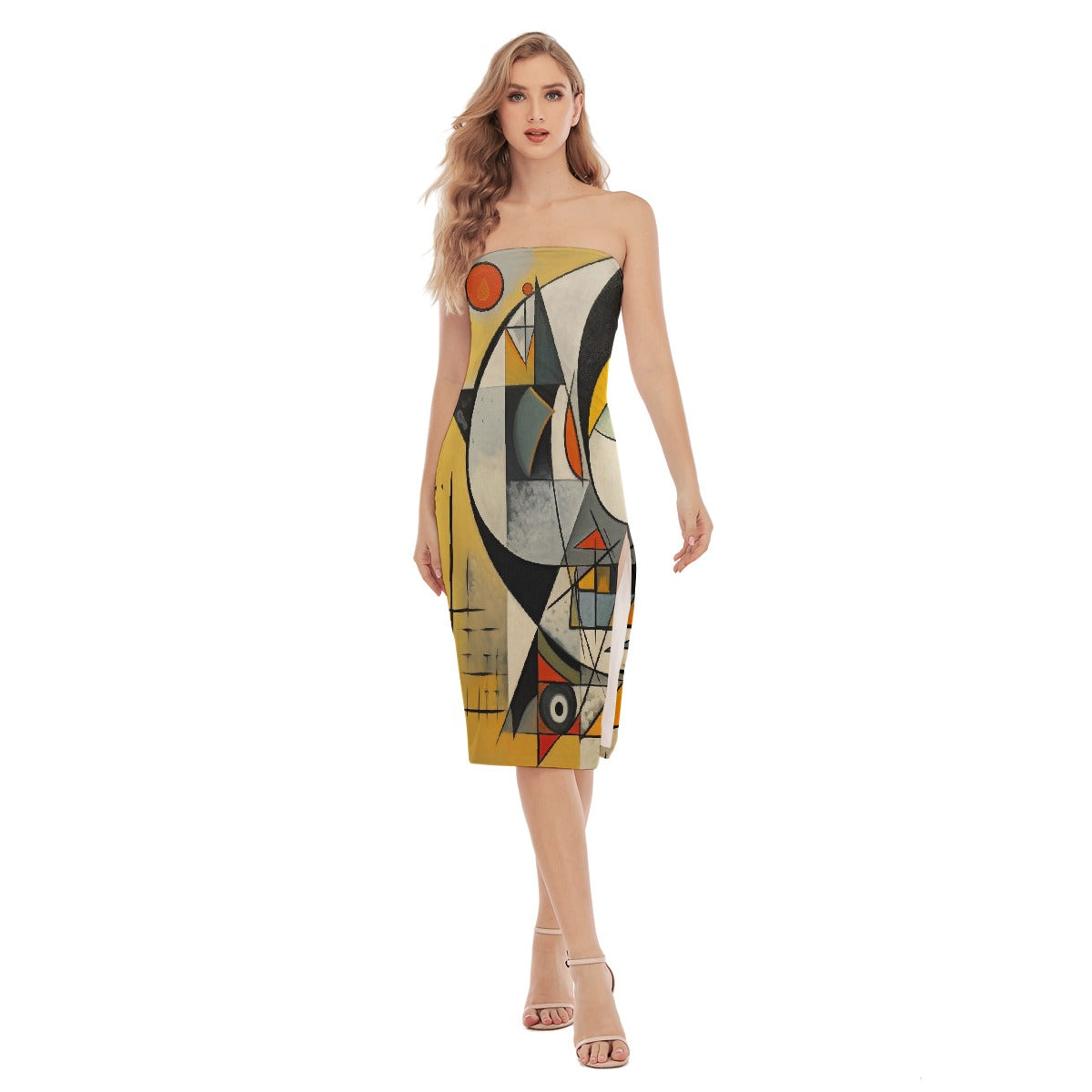 All-Over Print Women's Side Split Tube Top Dress