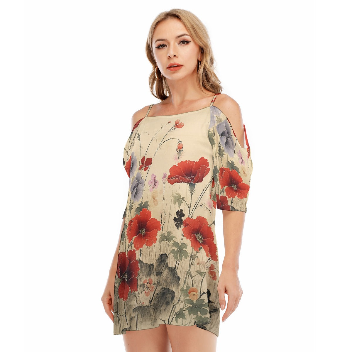 All-Over Print Women's Off-shoulder Cami Dress