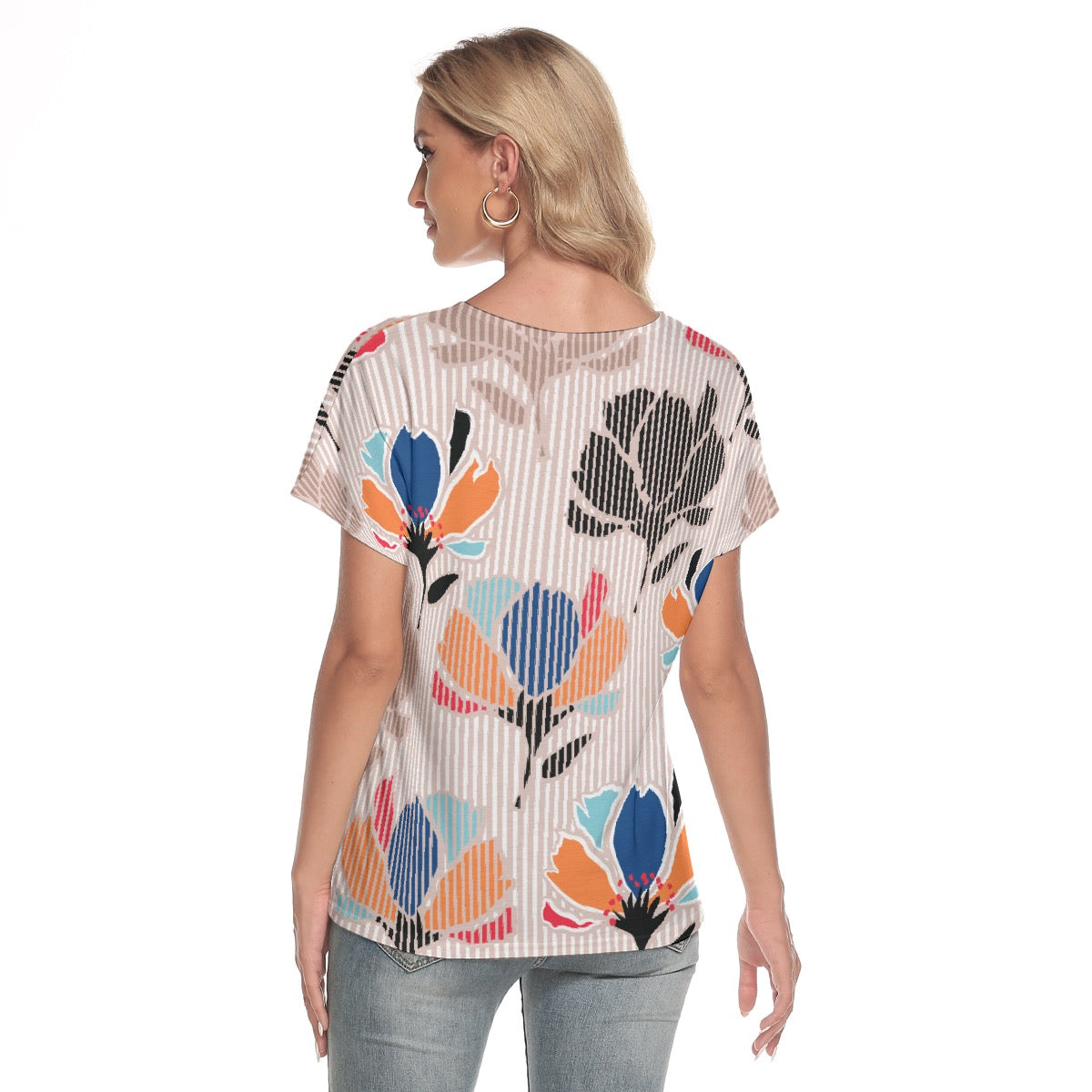 All-Over Print Women's Loose V-neck Short Sleeve T-shirt