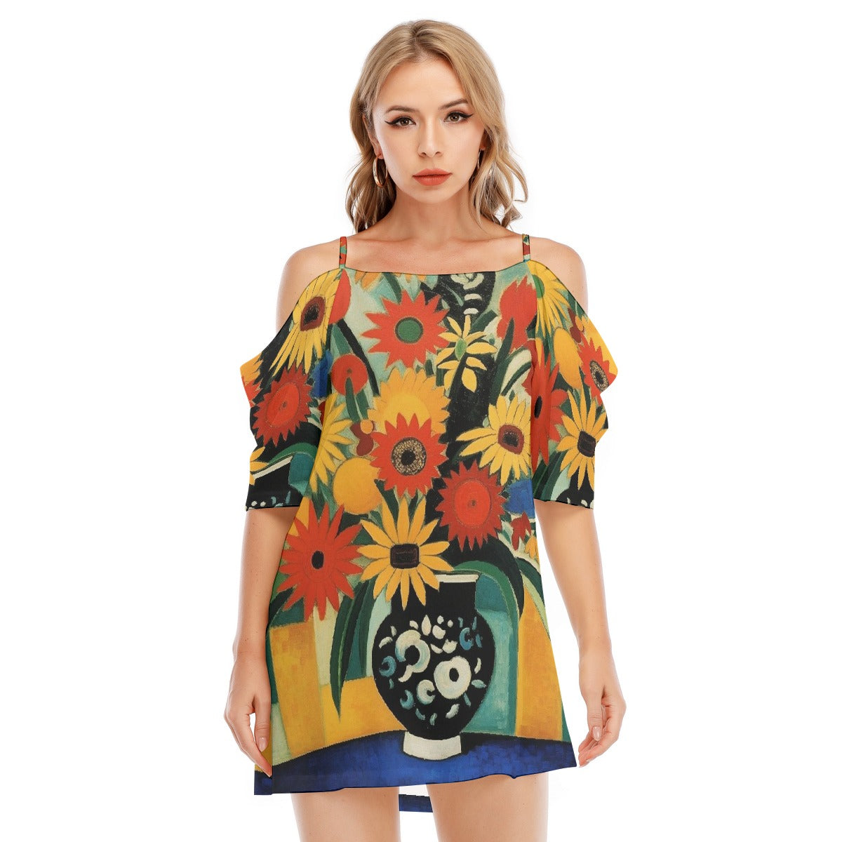 All-Over Print Women's Off-shoulder Cami Dress