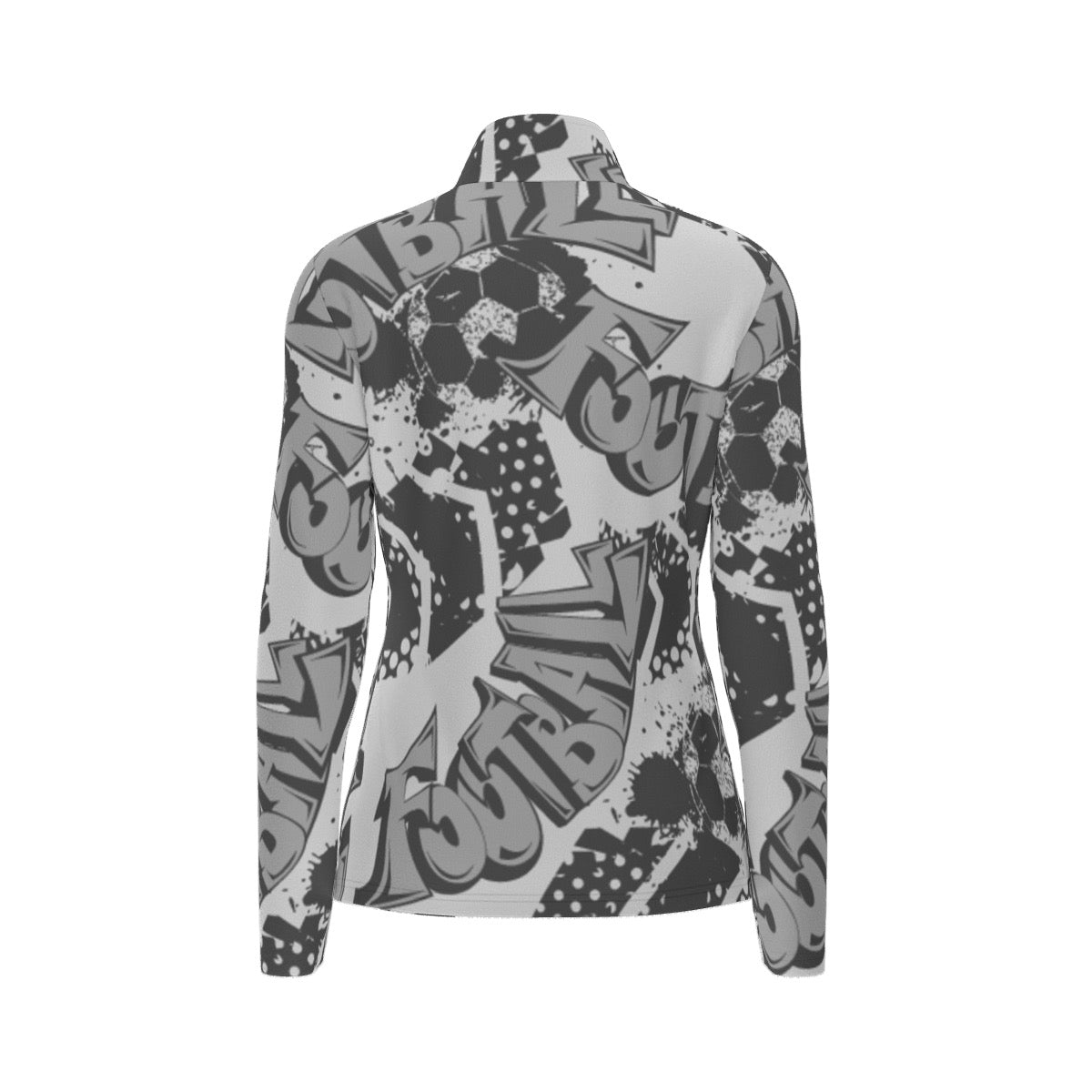 All-Over Print Women's Sports Collar Jersey With Long Sleeve