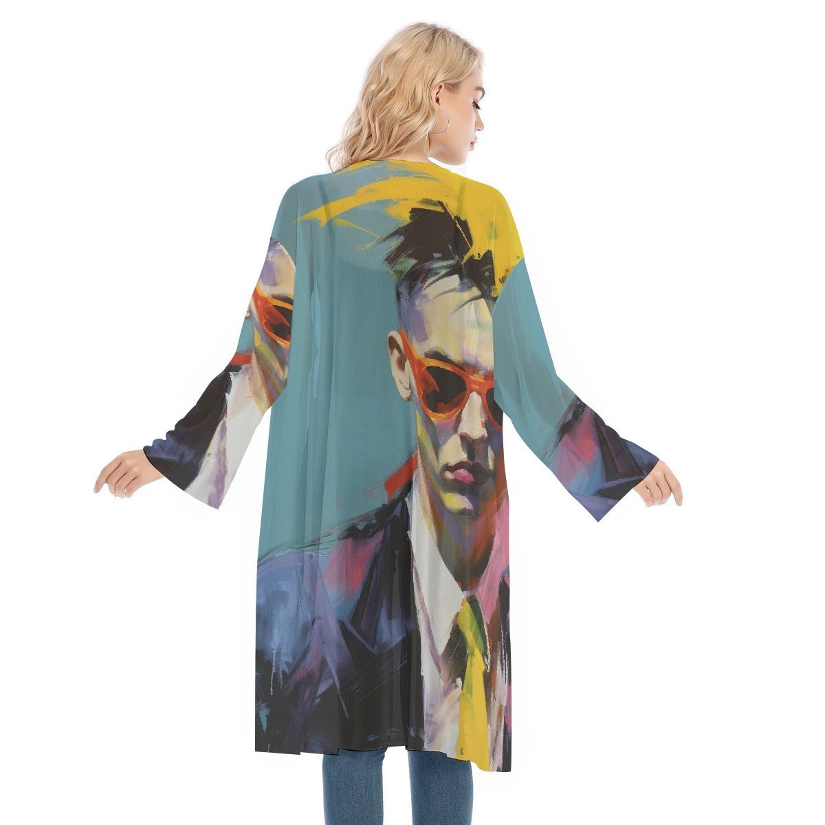 All- Over Print Women's Long Sleeve Mesh Cardigan