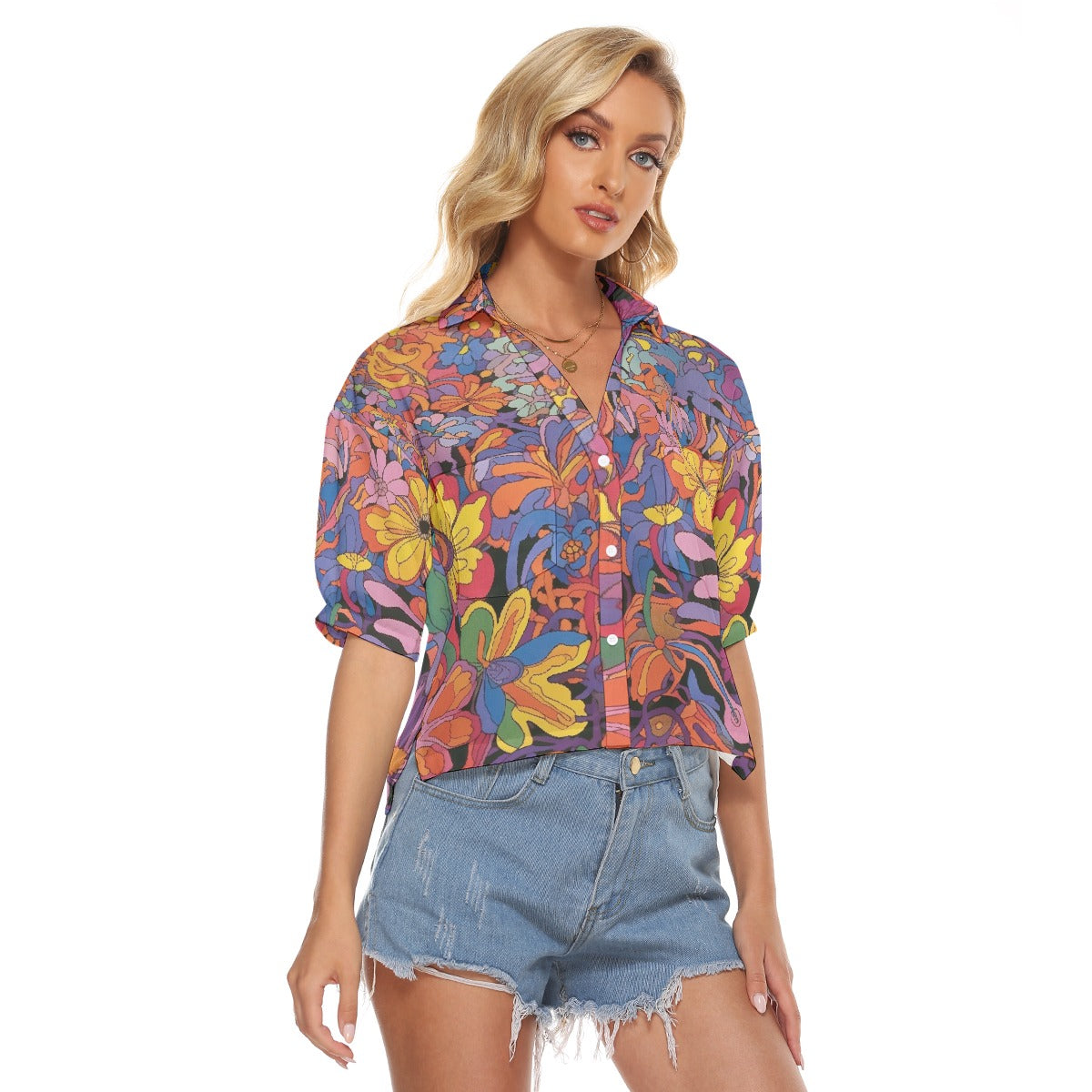 All-Over Print Women's V-neck Shirts