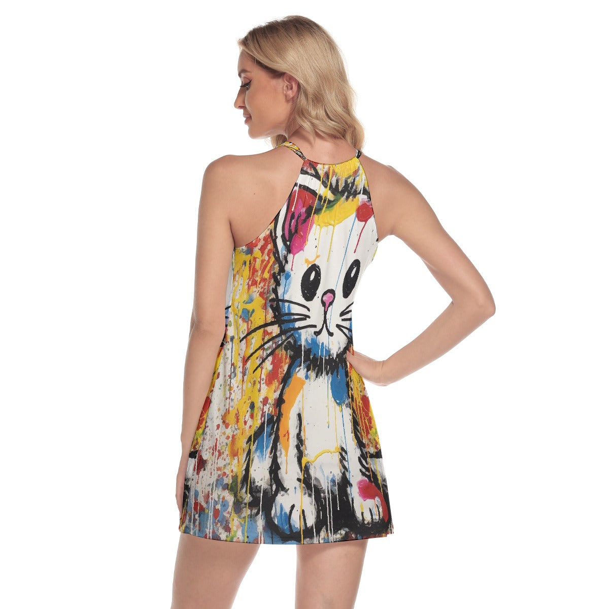 All-Over Print Women's Round Neck Above Knee Dress