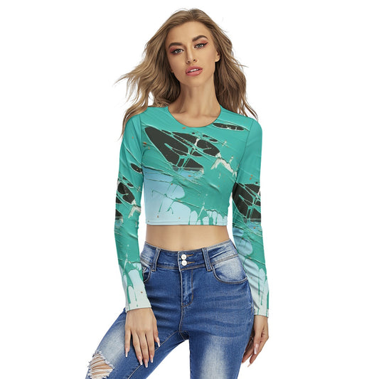 All-Over Print Women's Round Neck Crop Top T-Shirt