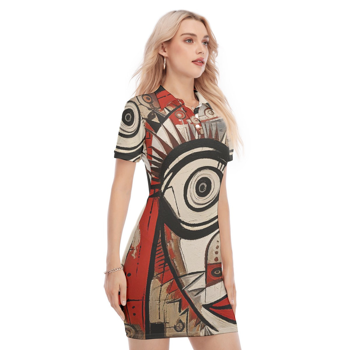 All-Over Print Women's Polo Collar Dress