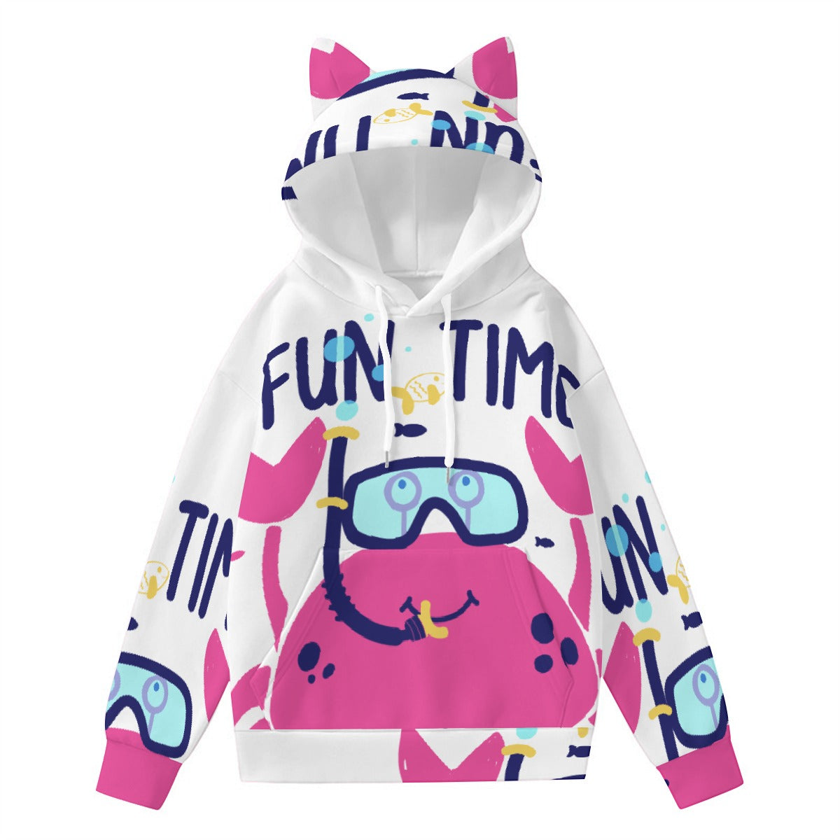 All-Over Print Women’s Hoodie With Decorative Ears