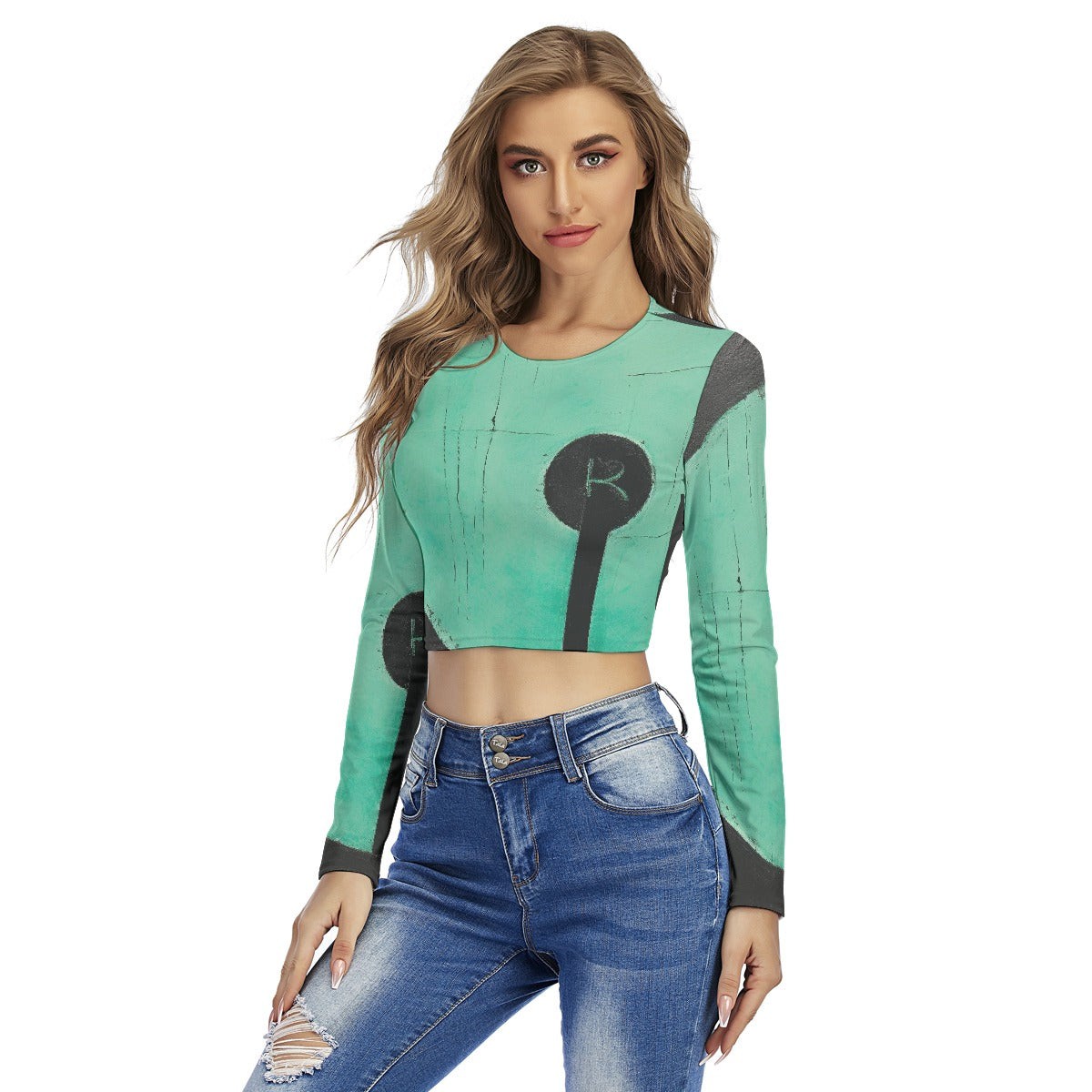 All-Over Print Women's Round Neck Crop Top T-Shirt