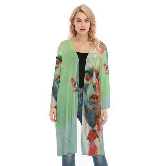 All- Over Print Women's Long Sleeve Mesh Cardigan