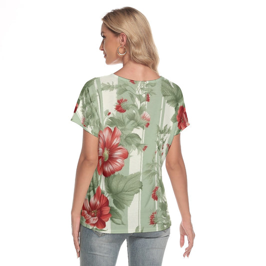 All-Over Print Women's Loose V-neck Short Sleeve T-shirt