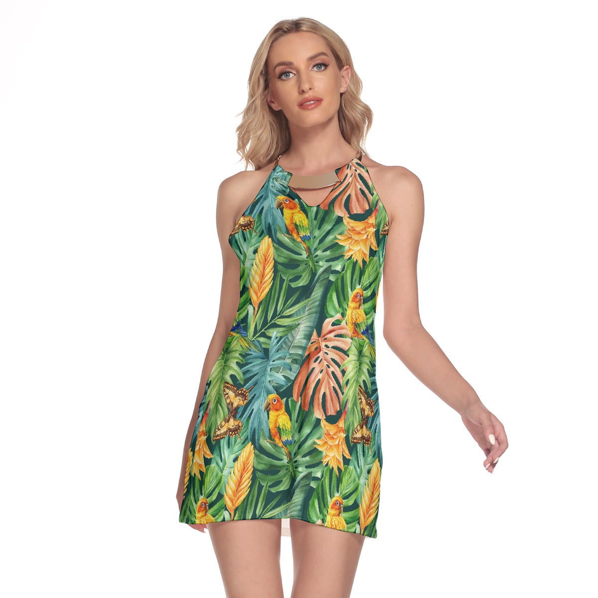 All-Over Print Women's Round Neck Above Knee Dress