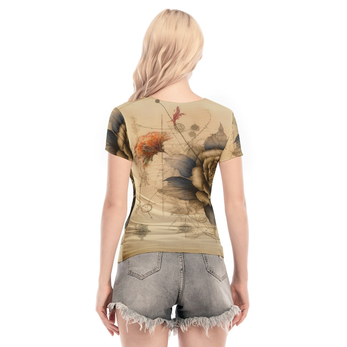 All-Over Print Women's Short Sleeve Mesh Blouse