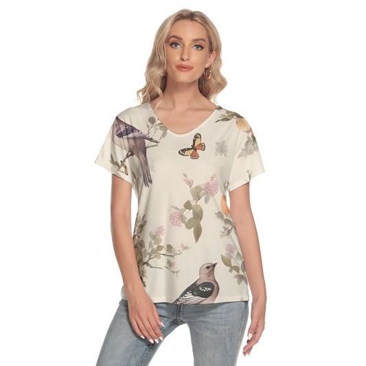 All-Over Print Women's Loose V-neck Short Sleeve T-shirt