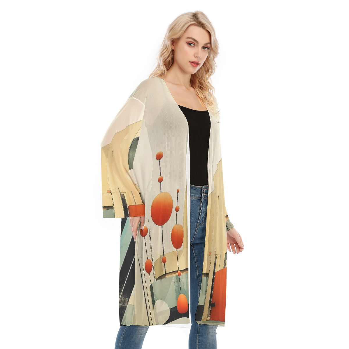 All- Over Print Women's Long Sleeve Mesh Cardigan