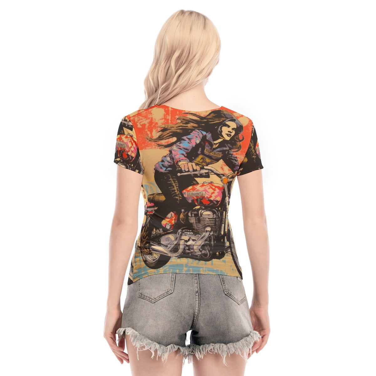 All-Over Print Women's Short Sleeve Mesh Blouse