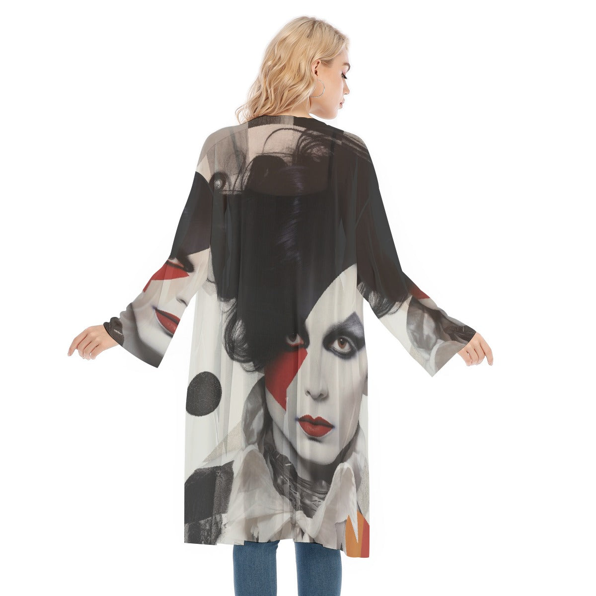 All- Over Print Women's Long Sleeve Mesh Cardigan