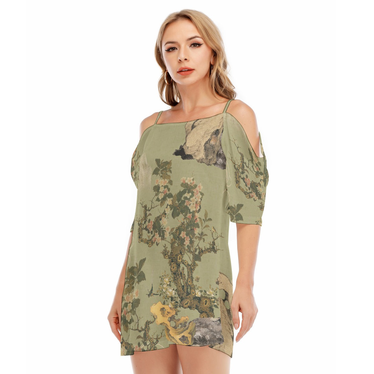 All-Over Print Women's Off-shoulder Cami Dress