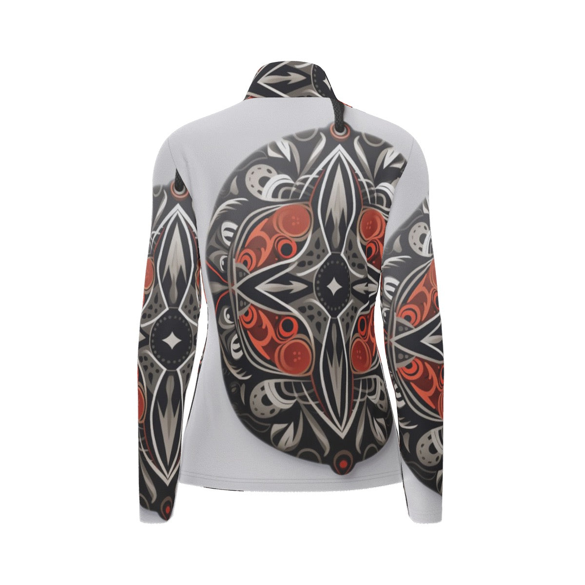 All-Over Print Women's Sports Collar Jersey With Long Sleeve