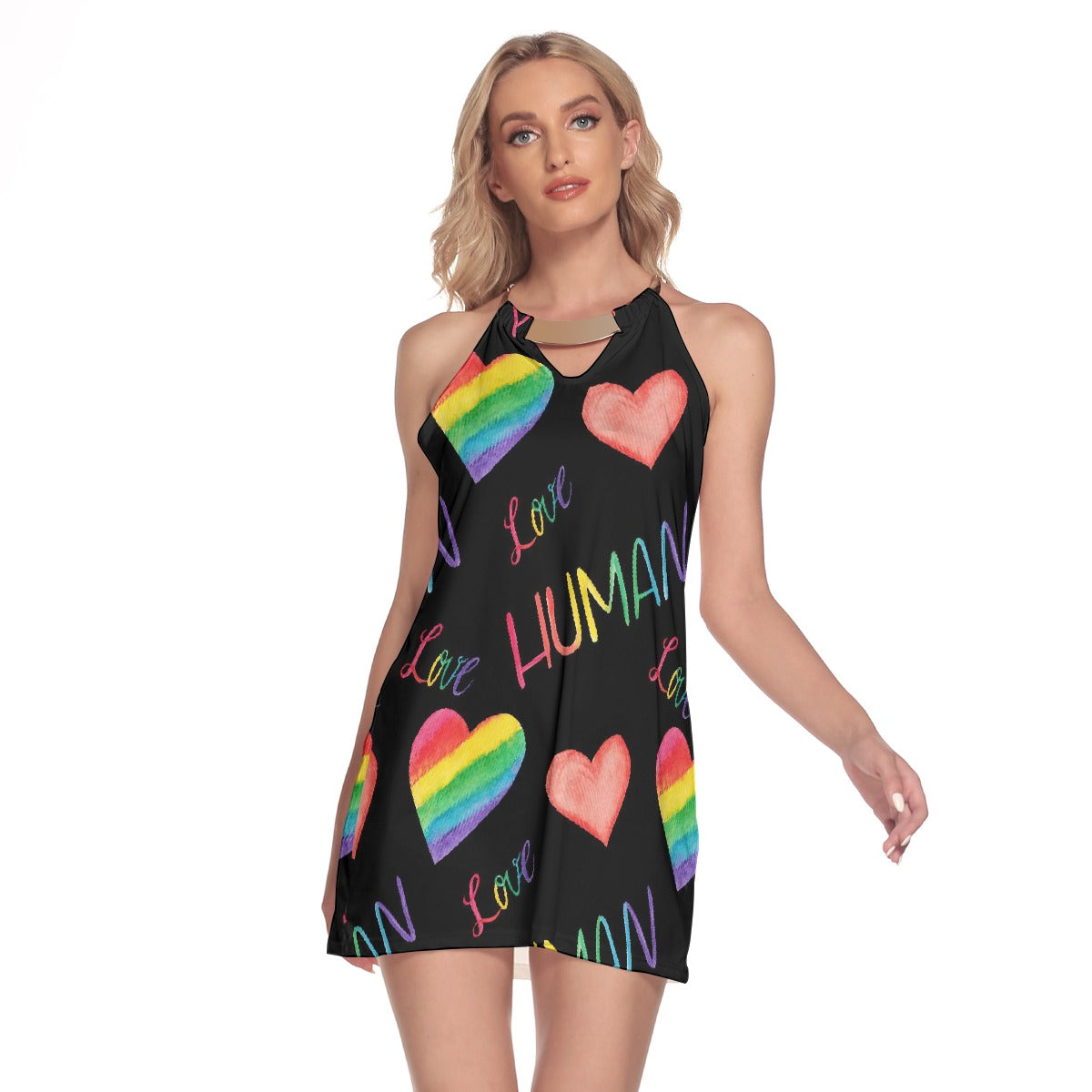 All-Over Print Women's Round Neck Above Knee Dress