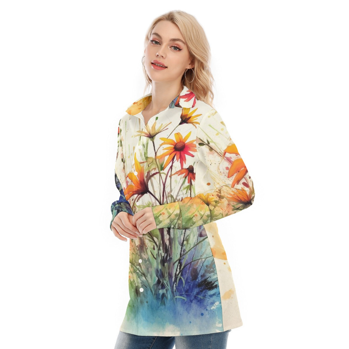 All-Over Print Women's Long Shirt