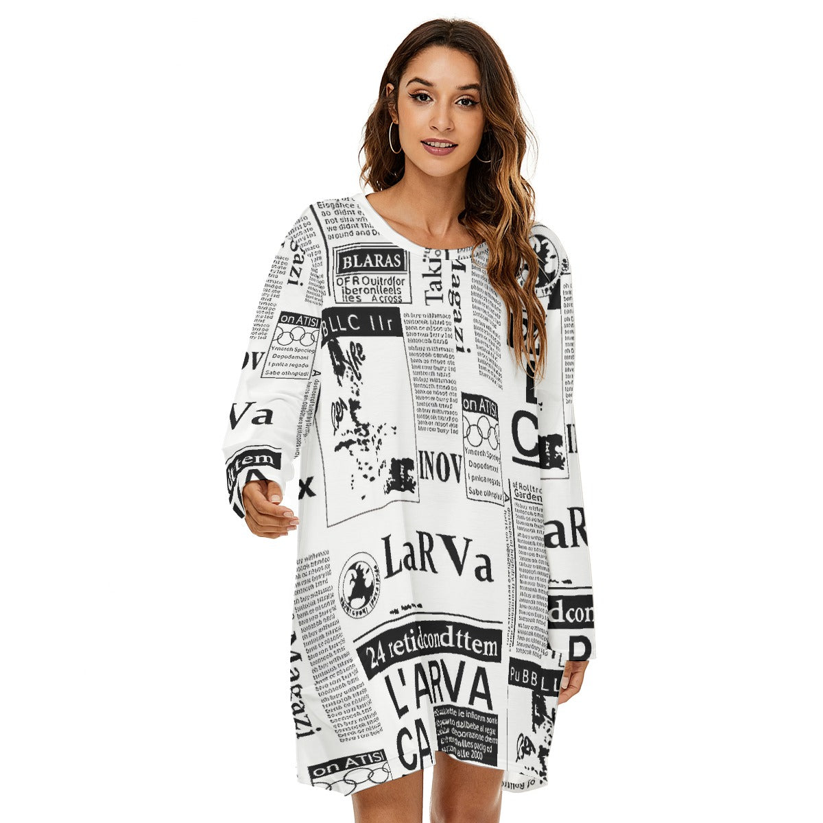 All-Over Print  Women's Loose Crew Neck Dress