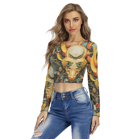 All-Over Print Women's Round Neck Crop Top T-Shirt