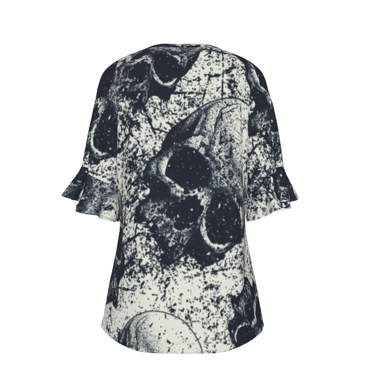 All-Over Print V-neck Women's T-shirt With Bell Sleeve