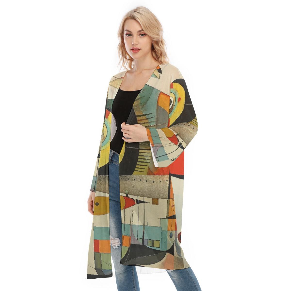 All- Over Print Women's Long Sleeve Mesh Cardigan