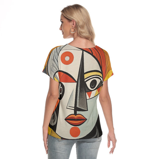 All-Over Print Women's Loose V-neck Short Sleeve T-shirt