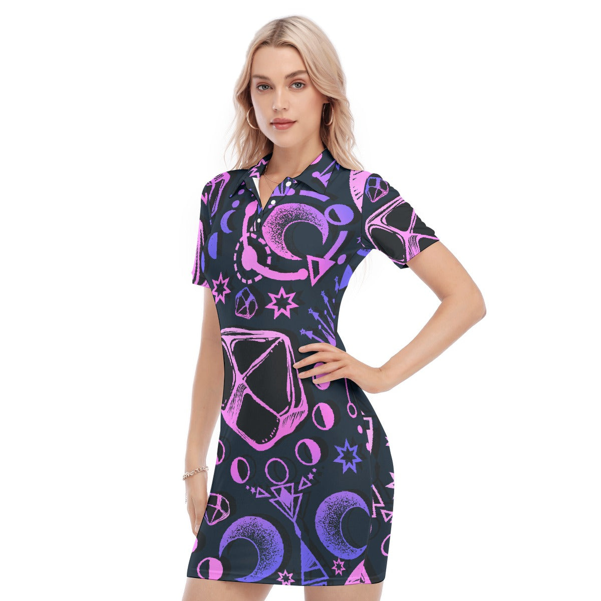 All-Over Print Women's Polo Collar Dress