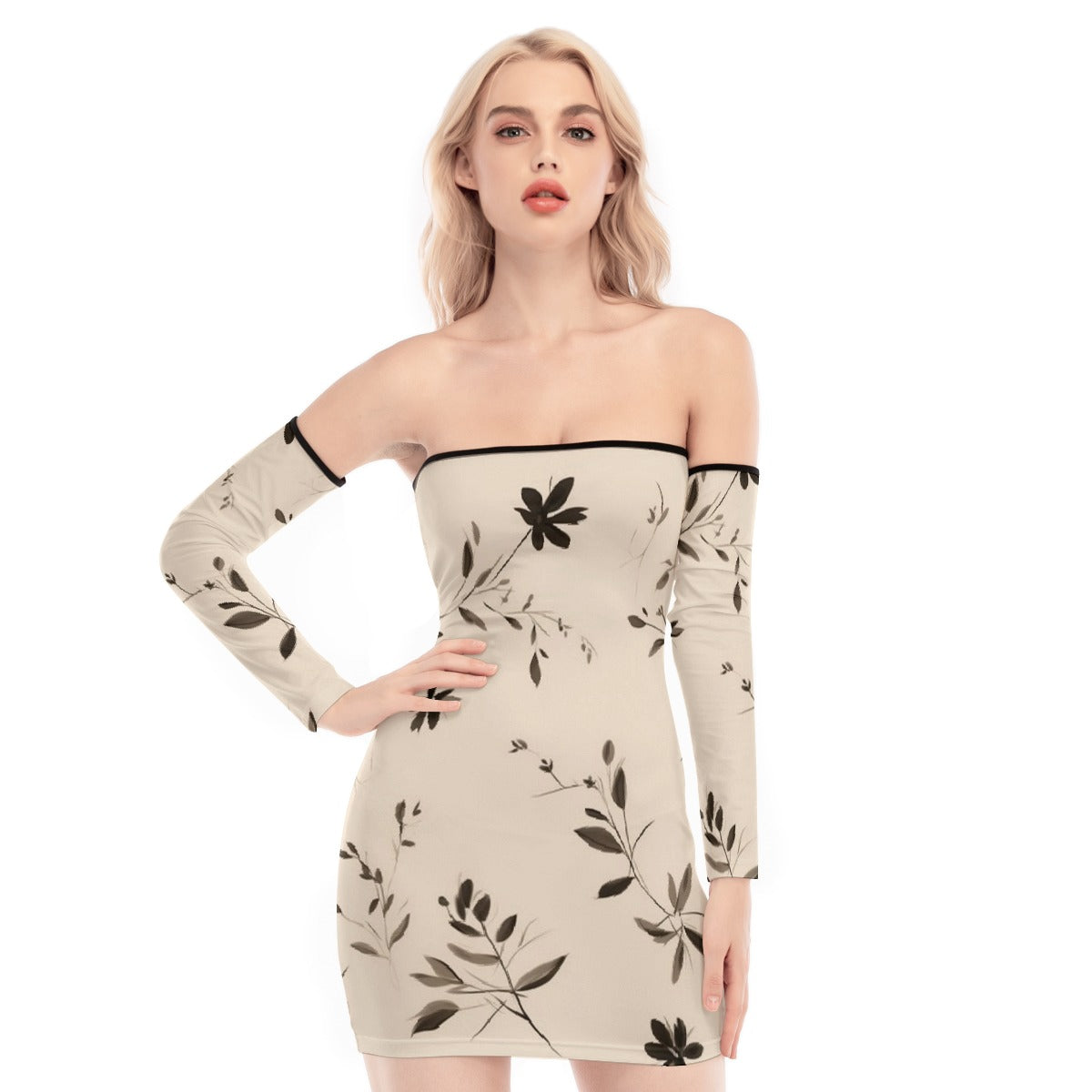 All-Over Print Women's Off-shoulder Back Lace-up Dress