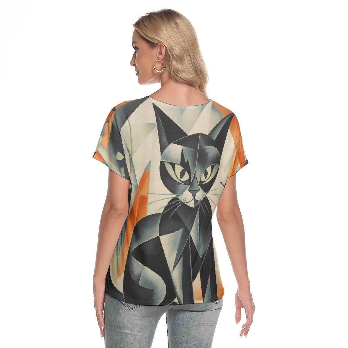 All-Over Print Women's Loose V-neck Short Sleeve T-shirt