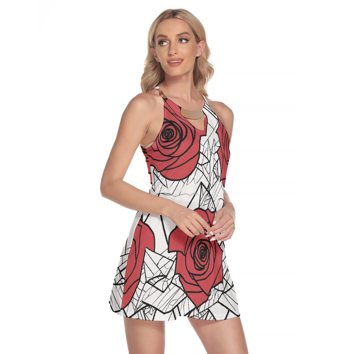 All-Over Print Women's Round Neck Above Knee Dress