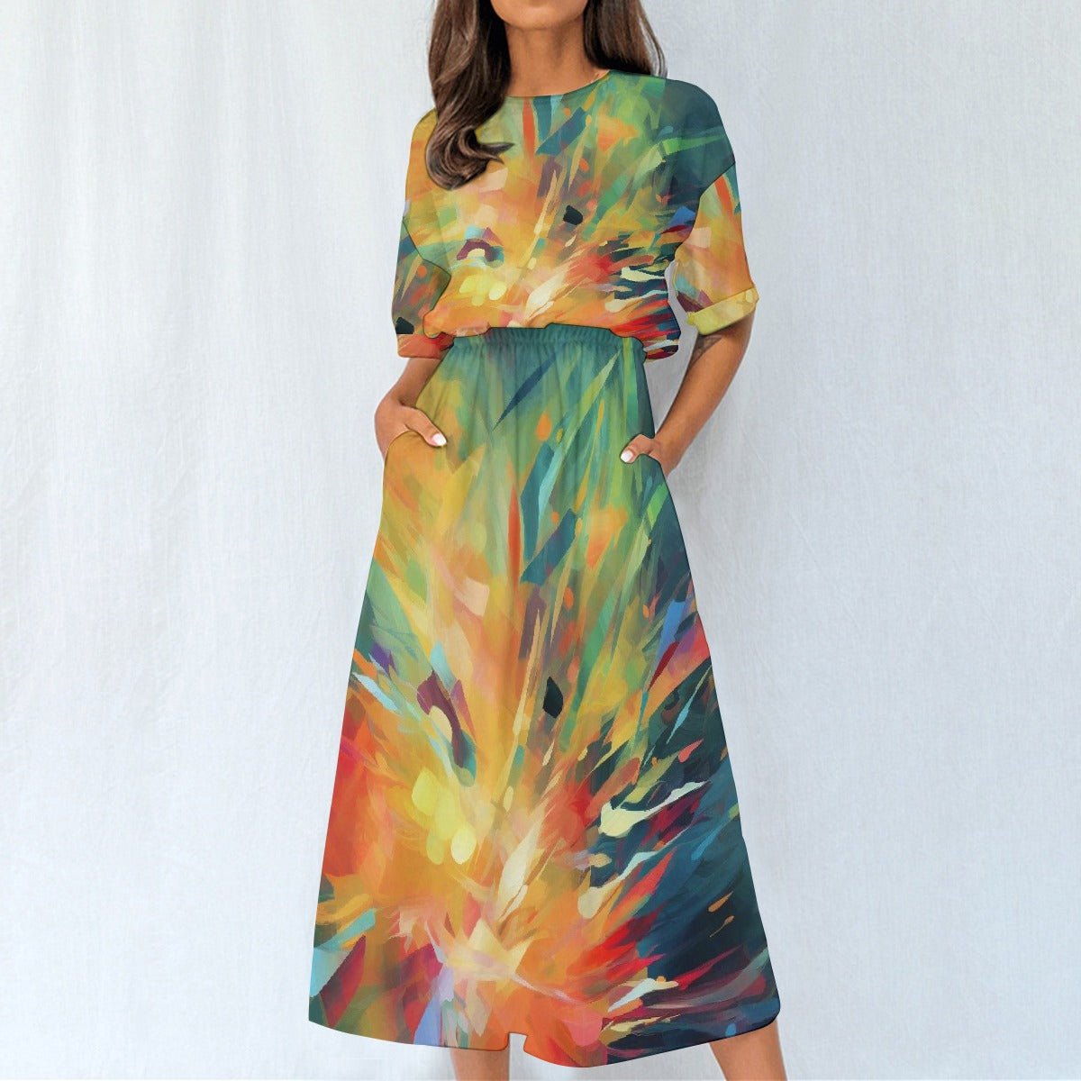 All-Over Print Women's Elastic Waist Dress