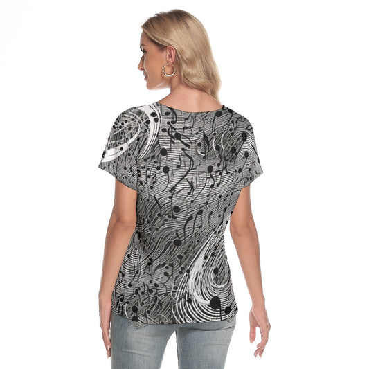 All-Over Print Women's Loose V-neck Short Sleeve T-shirt