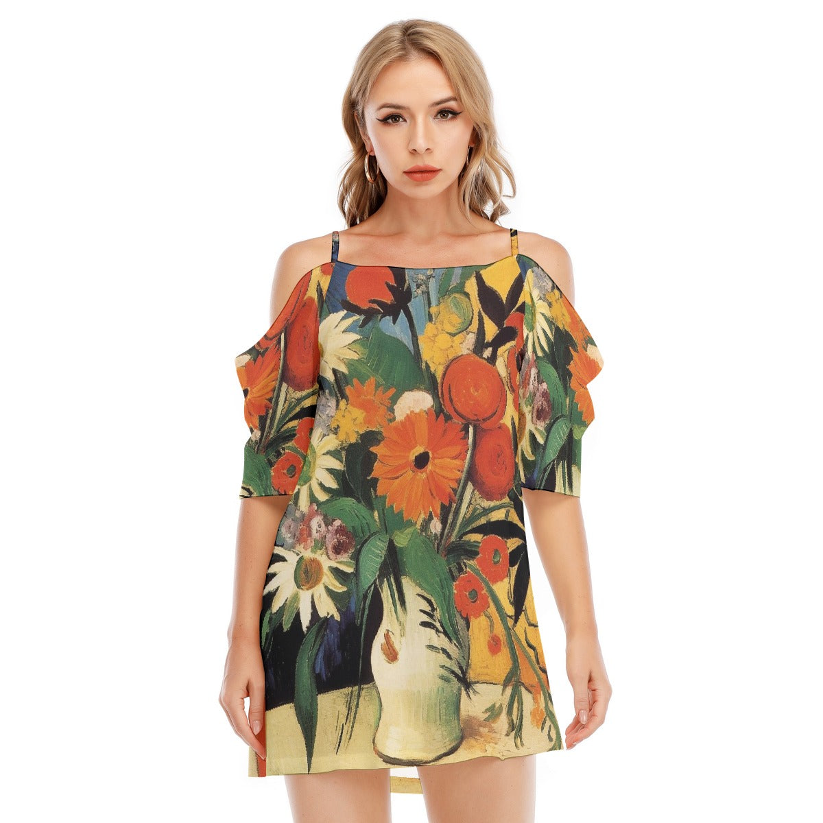 All-Over Print Women's Off-shoulder Cami Dress