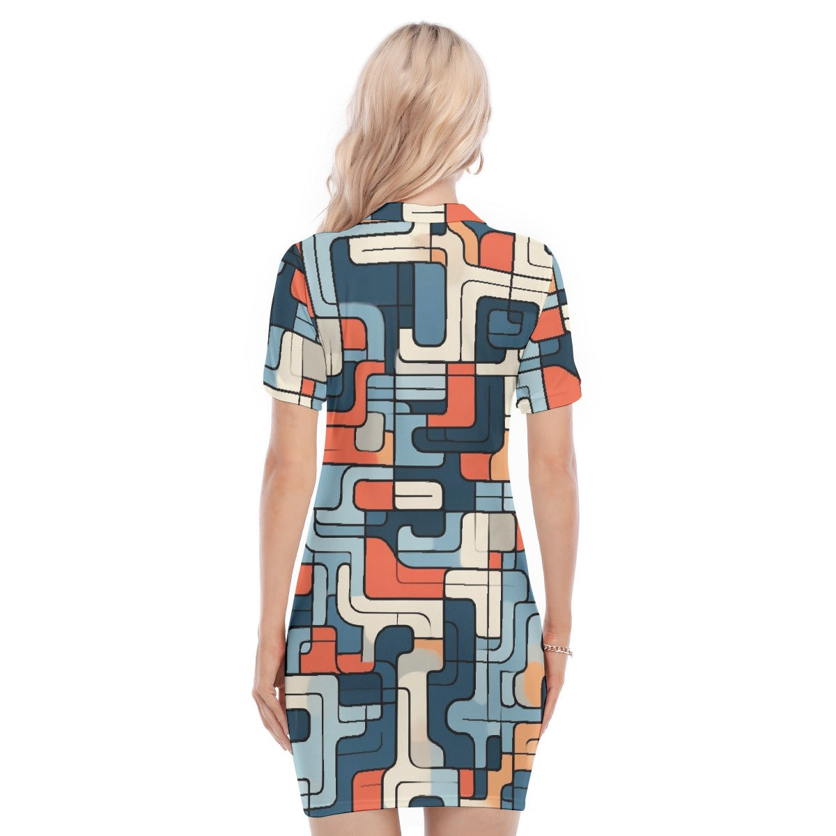 All-Over Print Women's Polo Collar Dress