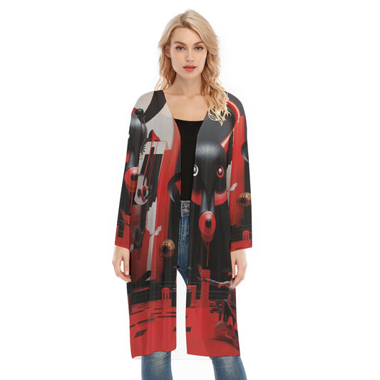 All- Over Print Women's Long Sleeve Mesh Cardigan