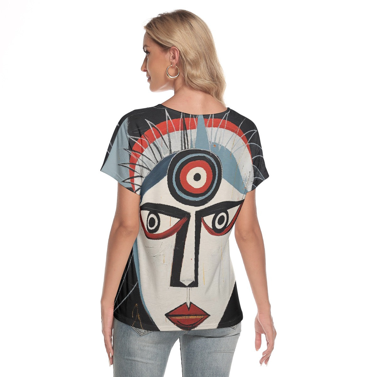 All-Over Print Women's Loose V-neck Short Sleeve T-shirt