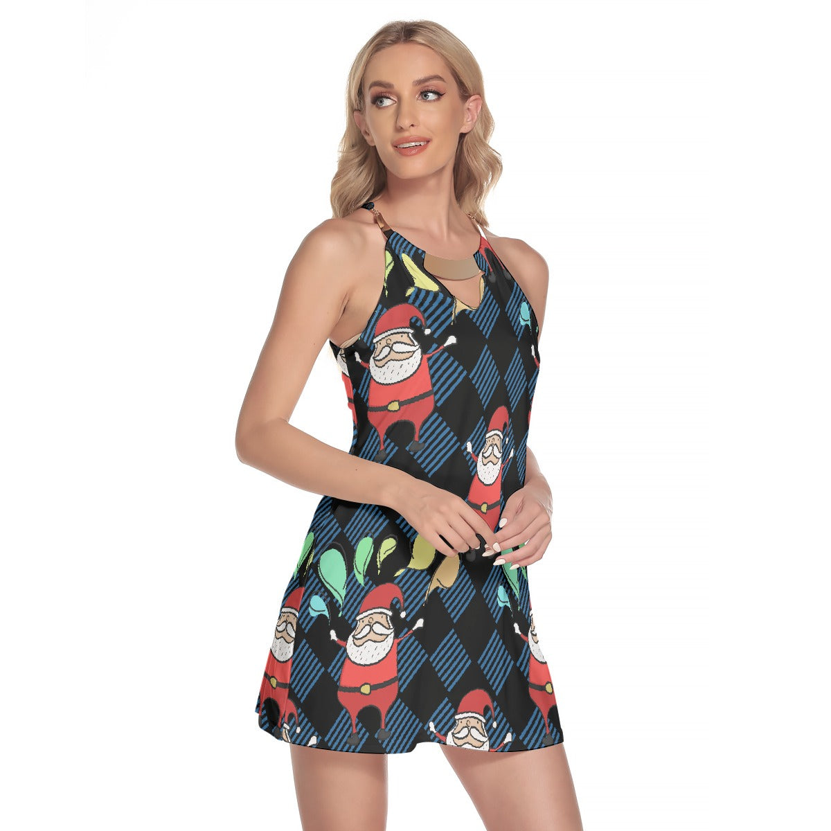 All-Over Print Women's Round Neck Above Knee Dress